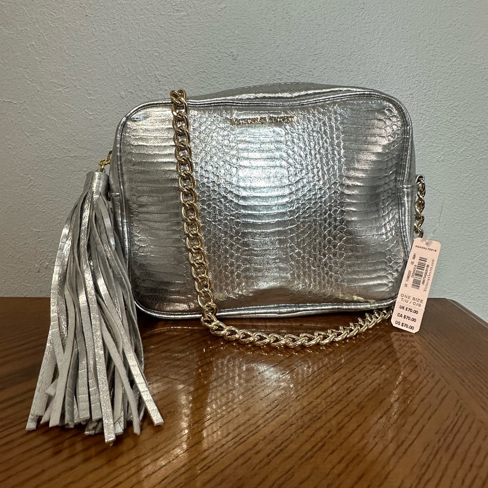 NWT Victoria Secret Crossbody Silver and Gold Chain